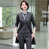 Women Autumn Uniform Designs Formal Style Office Lady Bussiness Attire Work Suit Autumn and Winter Trench Coat Suit Striped OL