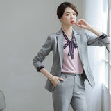 Women Autumn Uniform Designs Formal Style Office Lady Bussiness Attire Work Suit Gray Suit Spring and Autumn Long Sleeve Formal Wear