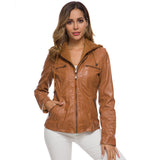 Cute Leather Jacket Long Sleeve Pu Leather Jacket Motorcycle Clothing
