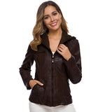 Cute Leather Jacket Long Sleeve Pu Leather Jacket Motorcycle Clothing