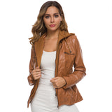 Cute Leather Jacket Long Sleeve Pu Leather Jacket Motorcycle Clothing