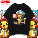 Men and Women Pokemon Pikachu T Shirt Y One Piece Qiao Ba Short Sleeve T-shirt