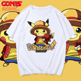 Men and Women Pokemon Pikachu T Shirt Pikachu Joint Name Luffy Chopper Short Sleeve T-shirt