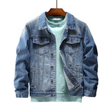 Denim Varsity Jacket Spring and Autumn Indian Embroidered Denim Jacket Men's Slim Fit Jacket Denim Coat
