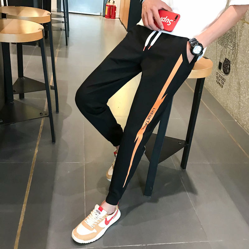 Men Pants Summer Slim Fit Trendy Casual Ankle-Tied Harem Sports Pants