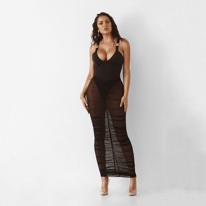Maddy Euphoria Outfits Ruffled Slim-Fit Sexy Beach Skirt Women's Dress