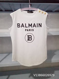 T Shirt Balmain Spring/Summer Printed Full Cotton Casual Sleeveless T-shirt