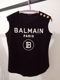 T Shirt Balmain Spring/Summer Printed Full Cotton Casual Sleeveless T-shirt