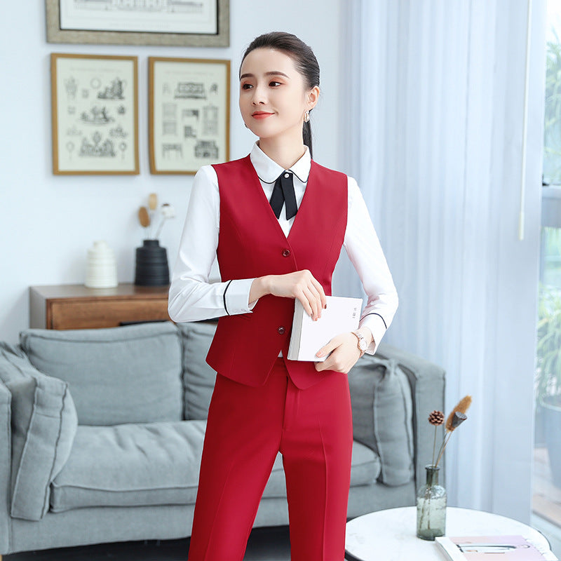 Women's Autumn Uniform Designs Formal Style Office Lady Bussiness Attire Work Suit Workwear Vest Ol Workwear