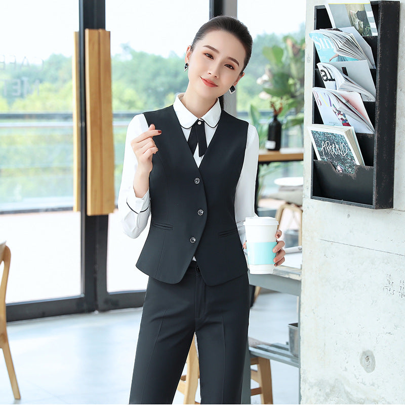 Women's Autumn Uniform Designs Formal Style Office Lady Bussiness Attire Work Suit Workwear Vest Ol Workwear