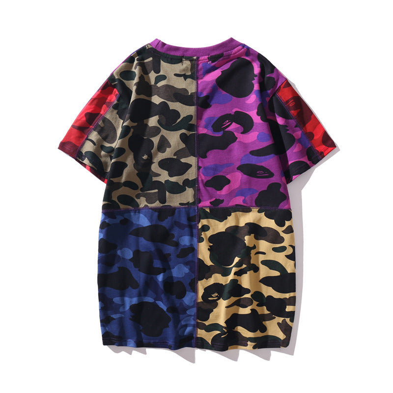 WGM Shirt Spring/Summer Stitching Printing T-shirt Short Sleeve