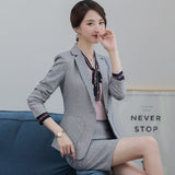 Women Autumn Uniform Designs Formal Style Office Lady Bussiness Attire Work Suit Gray Suit Spring and Autumn Long Sleeve Formal Wear