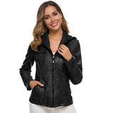 Cute Leather Jacket Long Sleeve Pu Leather Jacket Motorcycle Clothing