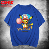 Men and Women Pokemon Pikachu T Shirt Y One Piece Qiao Ba Short Sleeve T-shirt