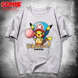 Men and Women Pokemon Pikachu T Shirt Y One Piece Qiao Ba Short Sleeve T-shirt