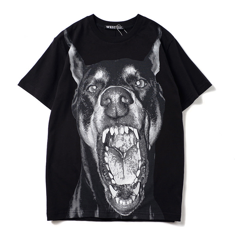 GVC T Shirt Bulldog Pattern Pure Cotton Loose Short Sleeve T-shirt Men