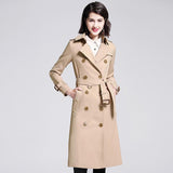 Fashion Lace-up Waist Long Trench Coat