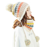 Women Winter Hats Winter Women's Velvet Thickened Cute Fur Ball Knitted Hat