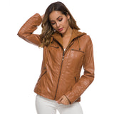 Cute Leather Jacket Long Sleeve Pu Leather Jacket Motorcycle Clothing