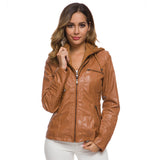 Cute Leather Jacket Long Sleeve Pu Leather Jacket Motorcycle Clothing