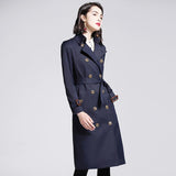 Fashion Lace-up Waist Long Trench Coat