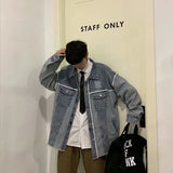 Men Denim Jacket Men's Coat Autumn Loose Top Spring and Autumn