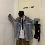 Men Denim Jacket Men's Coat Autumn Loose Top Spring and Autumn
