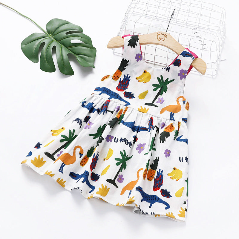 Girl Dress Summer Dress Printed Back Shirt Dress