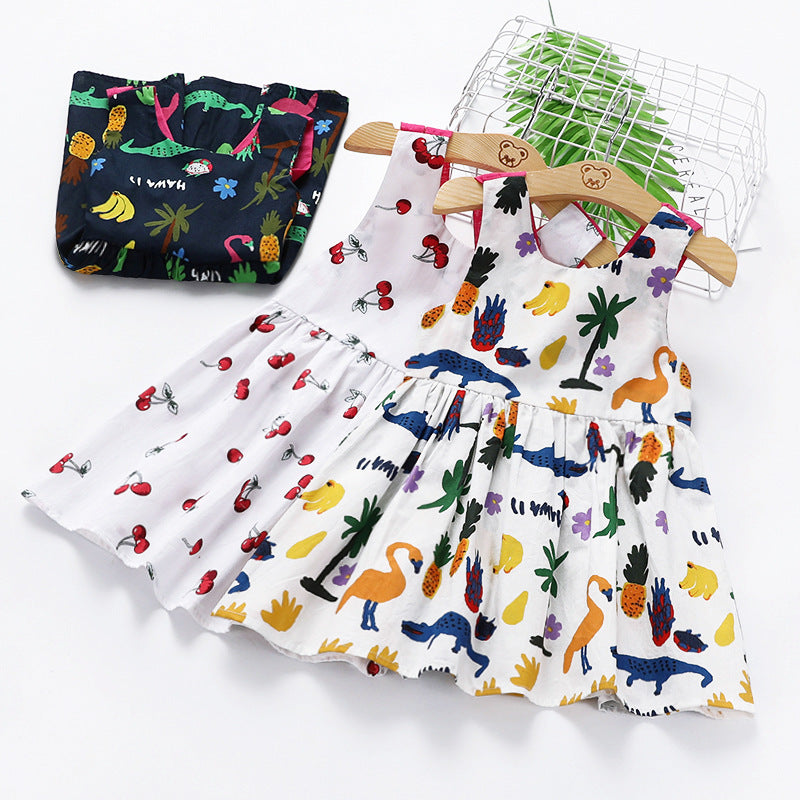 Girl Dress Summer Dress Printed Back Shirt Dress