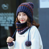 Women Winter Hats Winter Women's Velvet Thickened Cute Fur Ball Knitted Hat