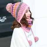 Women Winter Hats Winter Women's Velvet Thickened Cute Fur Ball Knitted Hat