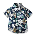 Children Boy Co Ord Summer Blue Shirt Short Sleeve T-shirt Shorts 2 Piece Set