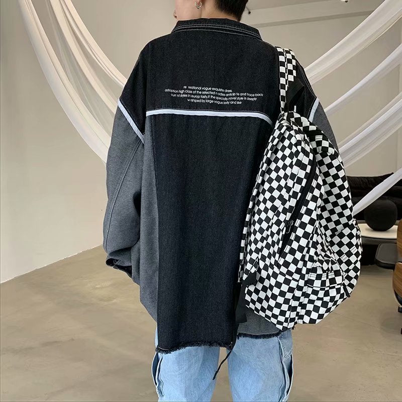 Men Denim Jacket Men's Coat Autumn Loose Top Spring and Autumn