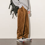 Mens Corduroy Pants Loose Large Straight-Leg Pants Young Men Casual Wide Pants