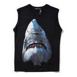 GVC Shirt Shark Pattern Cotton Loose Vest Men
