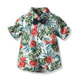 Children Boy Co Ord Leaf Print Short Sleeve Shorts 2 Piece Set