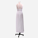 Women Lace Wedding Dress Sexy Applique Fashion Suspenders Split Dress