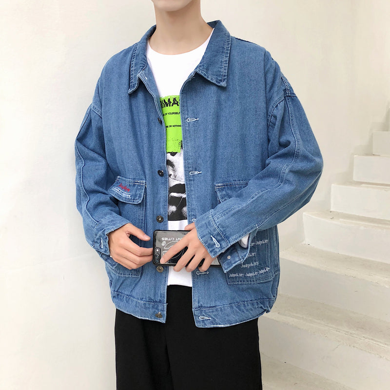 Men Denim Jacket Fall Men's Denim Coat Spring and Autumn Jacket