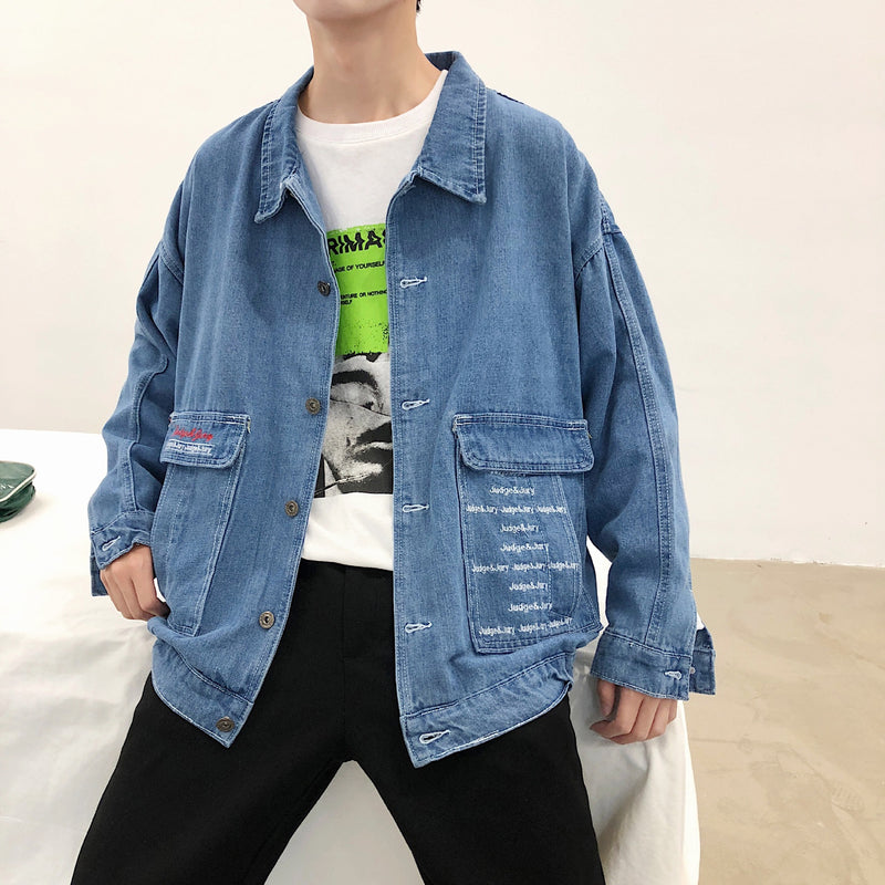 Men Denim Jacket Fall Men's Denim Coat Spring and Autumn Jacket