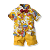 Children Boy Co Ord Summer Short Sleeve Printed Shirt Short Sleeve Shorts Casual 2 Piece Set