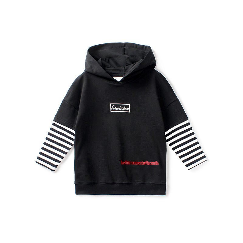 Children Boy Hoodie Autumn Boy's Hoody Long Sleeve Pattern Patchwork Top Children's Sweater