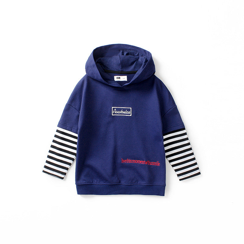 Children Boy Hoodie Autumn Boy's Hoody Long Sleeve Pattern Patchwork Top Children's Sweater