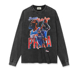 James Harden Shirt Harden Basketball Star Print Distressed Long Sleeve T-shirt Pure Cotton