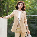 Women Autumn Uniform Designs Formal Style Office Lady Bussiness Attire Work Suit Blue Suit Work Clothes Leggings