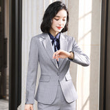 Women's Autumn Uniform Designs Formal Style Office Lady Bussiness Attire Work Suit Women's Suit Gray Suit