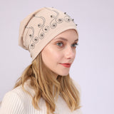 Women Winter Hats Spring and Autumn Winter Pearl Sleeve Cap Warm Casual