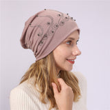 Women Winter Hats Spring and Autumn Winter Pearl Sleeve Cap Warm Casual