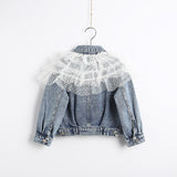 Children Girl Jacket Children's Denim Jacket Lace Long Sleeve Top