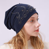 Women Winter Hats Spring and Autumn Winter Pearl Sleeve Cap Warm Casual