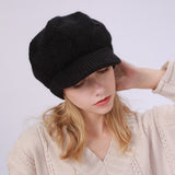 Women Winter Hats Solid Color with Fur Rabbit Wool Knitted Autumn and Winter Women Beret